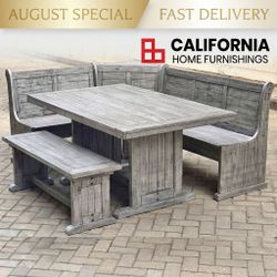 Alpine Gray Wood Breakfast Nook Dining Set