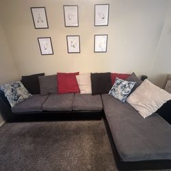Grey and Black Sectional