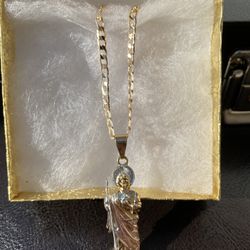 $20 San Judas con Cadena Oro Laminado Santa Ana
