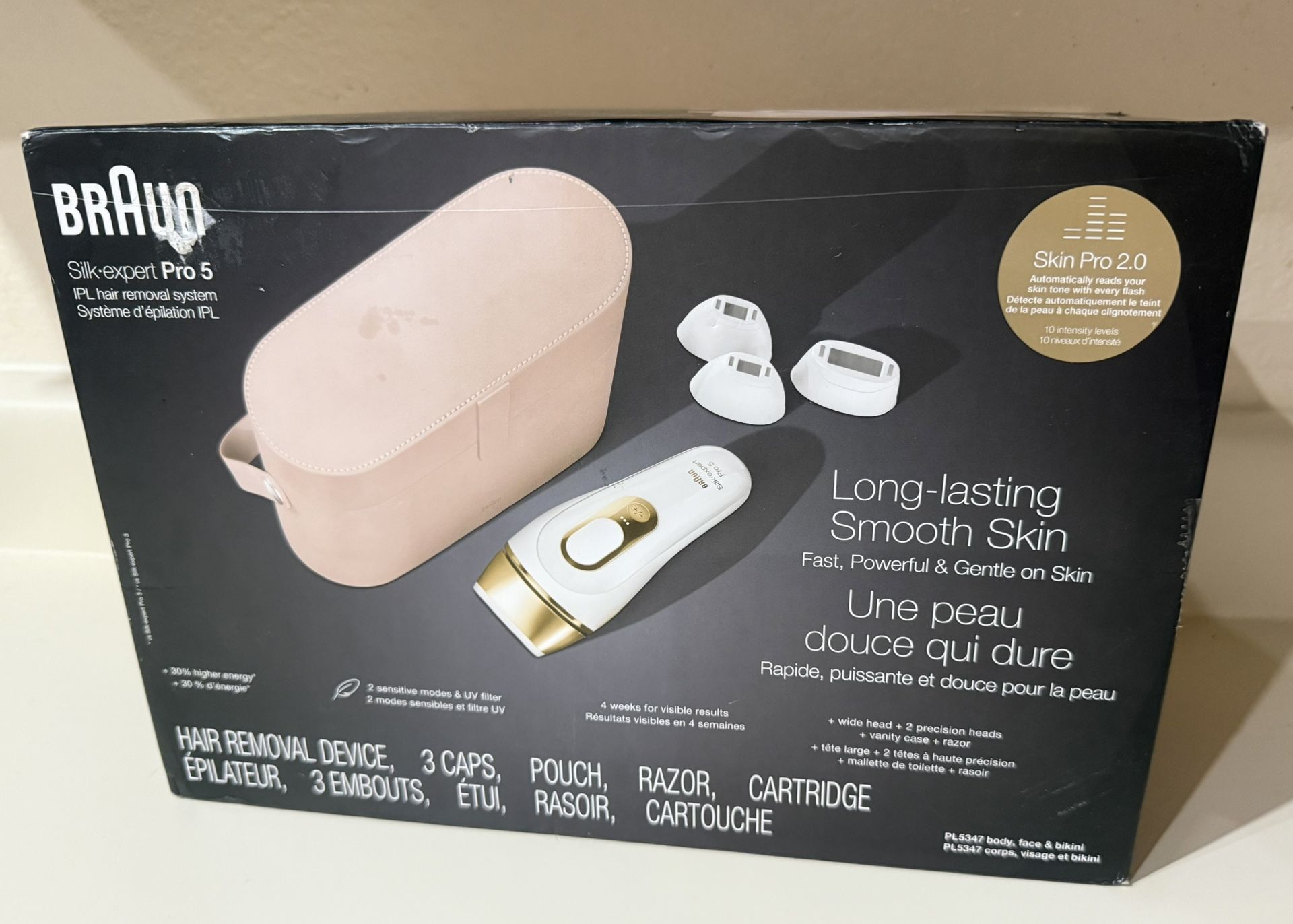 Braun Silk Expert Pro 5 PL5347 IPL Hair remover. Face, Body, Bikini New Open Box