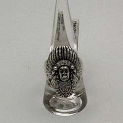 New Indian Chief Sterling Silver Moissanite Lab Created Diamonds Ring Size 8 1/2 Weighs 13 Grams Look At Tags