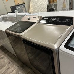 Samsung champagne washer and dryer set electric with warranty