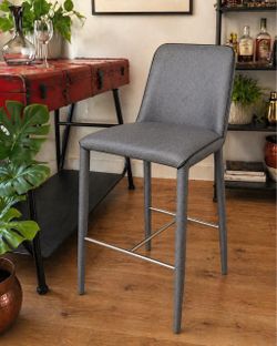 Counter Stool Gray Upholstered
