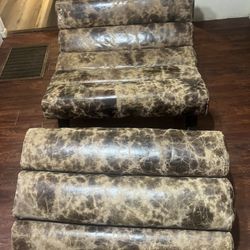 Panhandle Custom Cowhide Chaise With Ottoman 