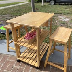 Bar Cart With Stools - Must Go Today!!!!!