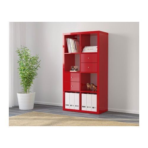 Kallax Bookcase Shelving Unit Display High Gloss Red Modern Shelf