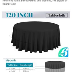 Black Round Table cover - 120 Inch