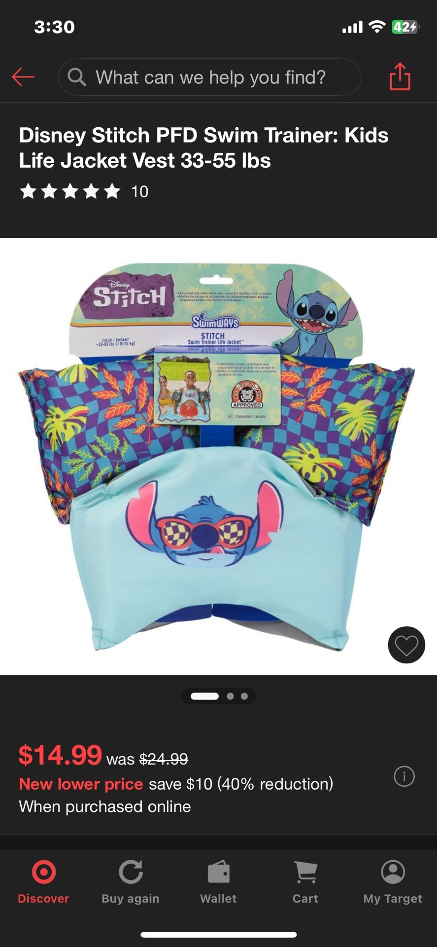 Stitch Swim Trainer Life Jacket