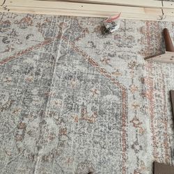 Vintage Medallion Spill Proof Washable Rug  8” x 10” (With Rug Pad Included) 