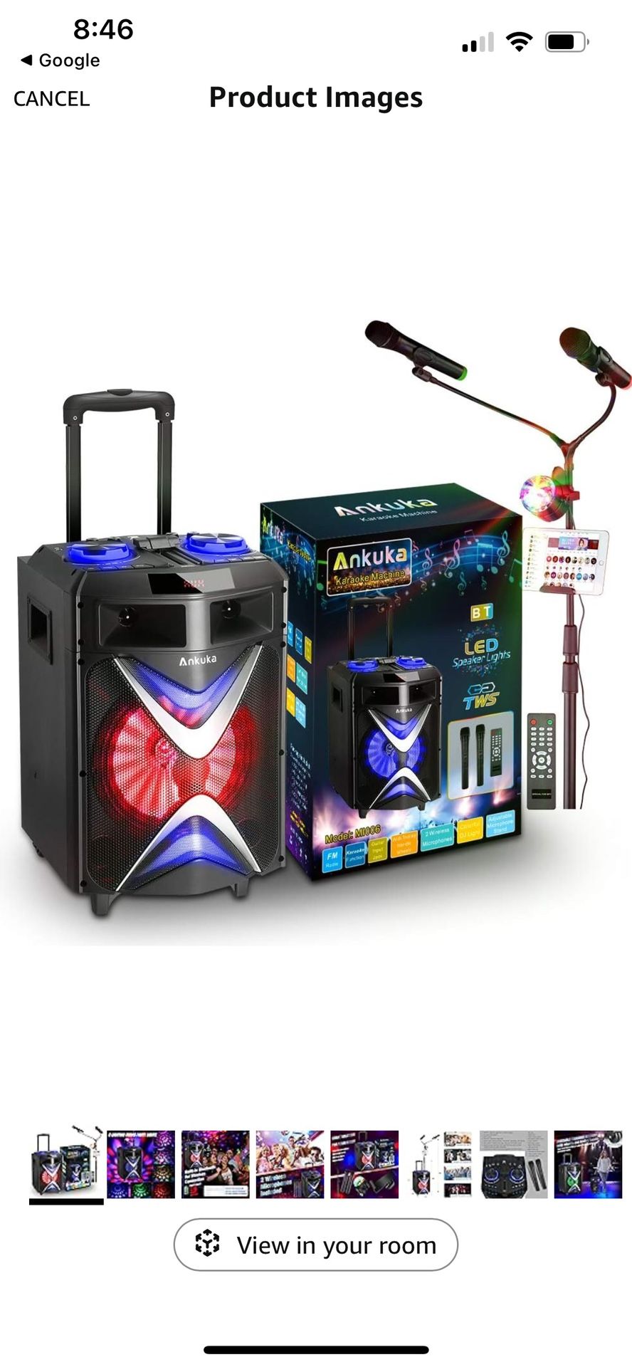 Karaoke Machine for Adults and Kids, Ankuka Bluetooth PA Speaker Sound System with USB Disco Lights,