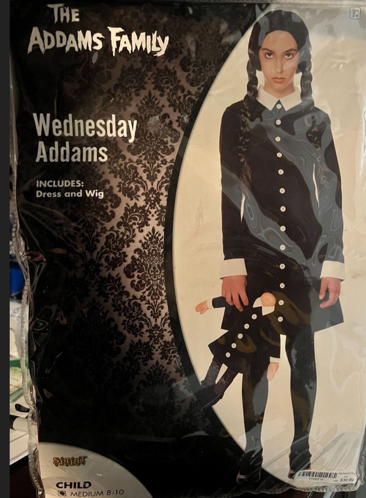 SPIRIT HALLOWEEN COSTUME THE ADAMS FAMILY WEDNESDAY
