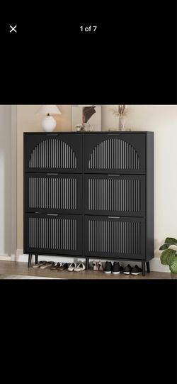 Modern Black 6-Drawer Flip-Down Shoe Storage Cabinet| MUST GO TODAY  ‼️