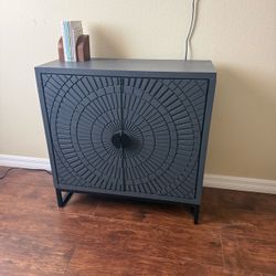 Modern Gray Accent Cabinet with Decorative Doors