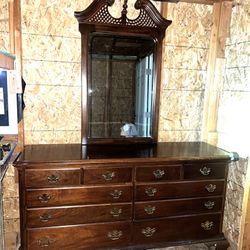 American Drew Cherry Grove 10-Drawer Dresser & Mirror – Solid Cherry Wood