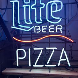Miller Lite Beer & Pizza neon sign from 1991