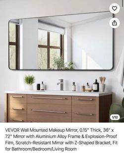Wall Mounted Makeup Mirror 36” x 72”