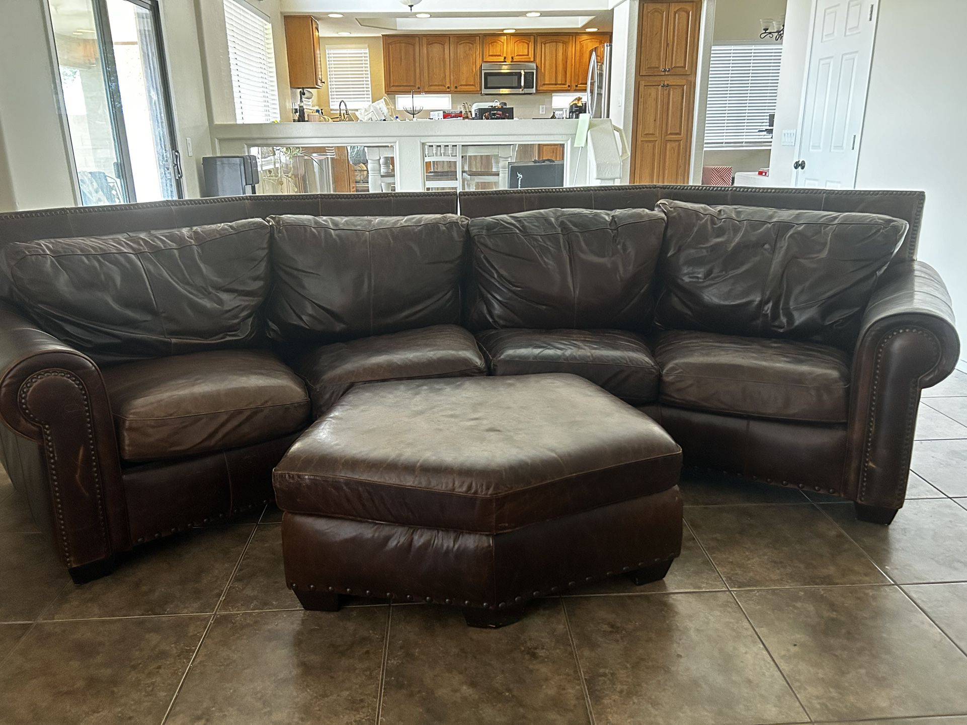 Leather Couch Sectional With Ottoman