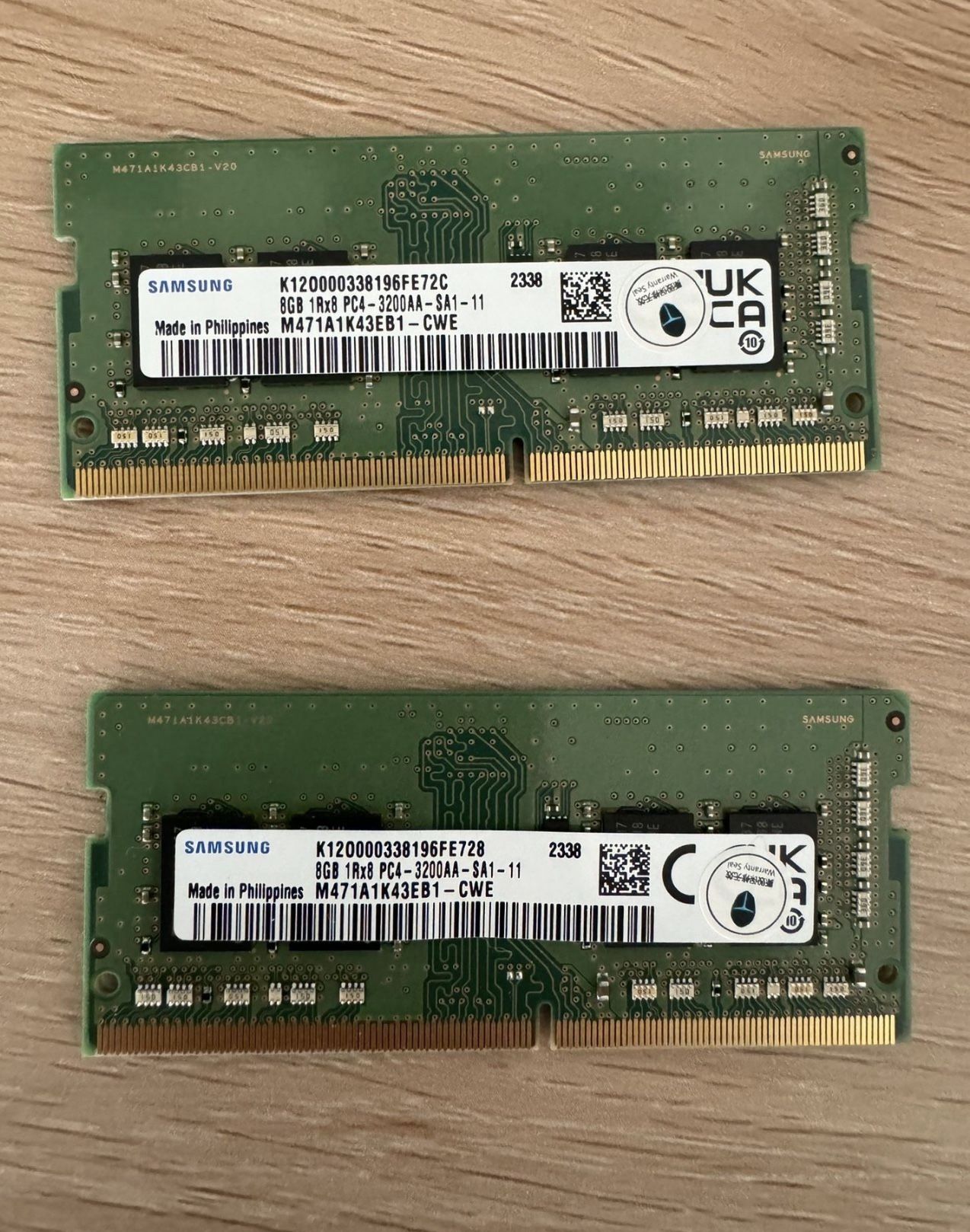 Samsung 16GB DDR4 2x8GB 1Rx8 PC4 3200 Laptop Memory RAM