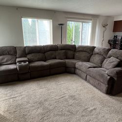 Large Sectional Sofa With Reclining Seats, Cupholders And and Storage