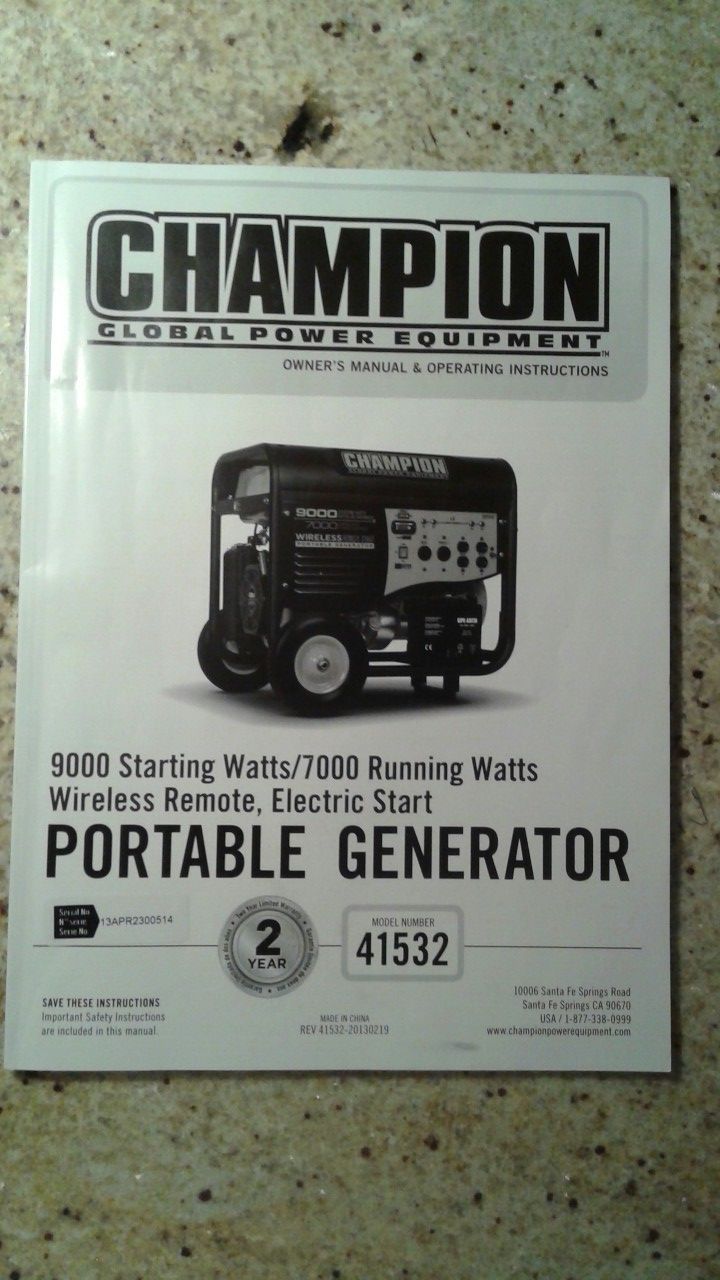 CHAMPION GENERATOR 9000 WATTS/7000 WATTS..NEVER USED! for Sale in