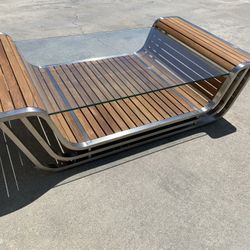 Modern Beach House Designer Wood & Glass Coffee Table