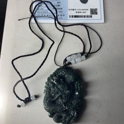 Jade Dragon Pendant Necklace With Authenticity Card 