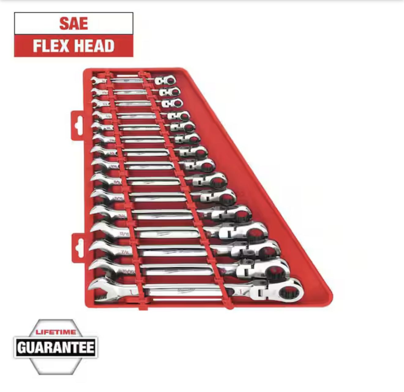 Milwaukee 144-Position Flex-Head Ratcheting Combination Wrench Set SAE (15-Piece