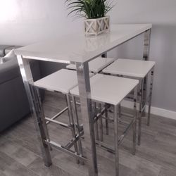 Glossy White High Dining Table