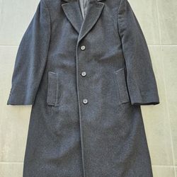 PERRY ELLIS Long Wool Coat Overcoat Mens Size S 36 Black