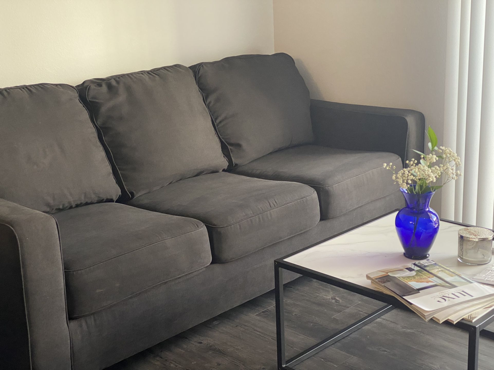 Cozy & Clean Couch! Dark Grey Fabric 