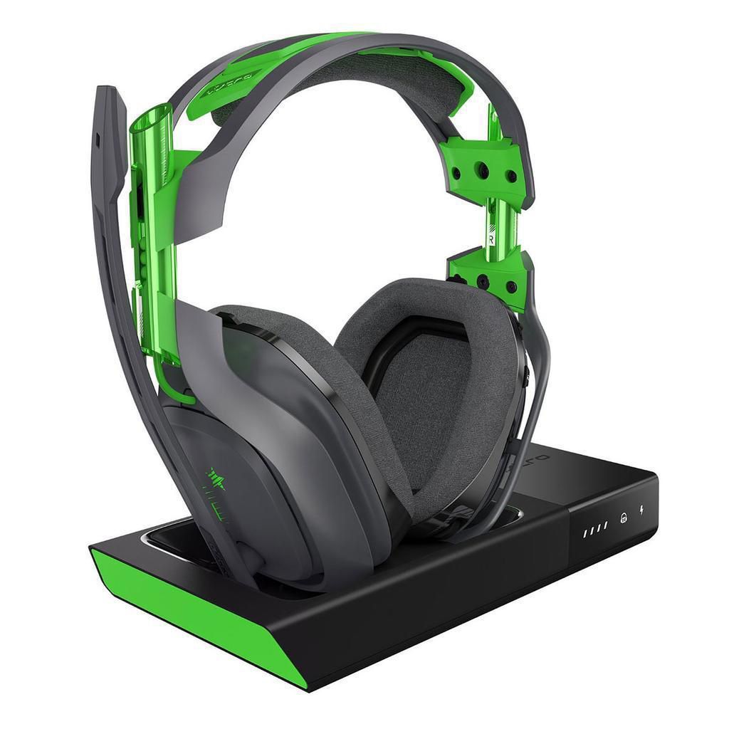 Logitech Astro A50 Gaming Headphone Bluetooth with microphone - Black/Green “For Parts Only”