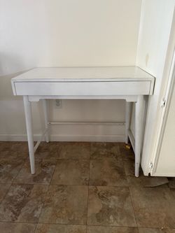 White Compact Desk with Drawer