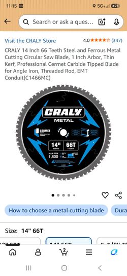 CARLY 14" 66T Metal Cutting Blade $30 ea. Brand New (Price Is Firm)