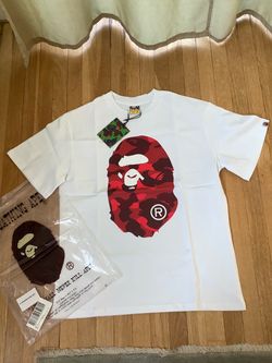 White bape shirt with red ape head logo