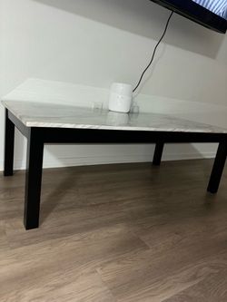 Coffee Table with Marble Top and Black Legs