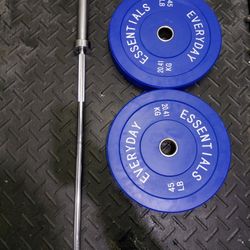 6ft Barbell And 45lb Weight Plates 