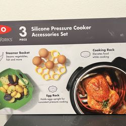 OXO Softworks Silicone Pressure Cooker 3 Pc Egg Rack Steamer Basket Cooking Rack