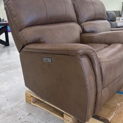 Barcalounger Presley Leather Power Rocker Recliner with Power Headrest 