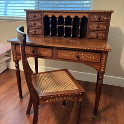 Antique Desk With Mother Of Pearl From France