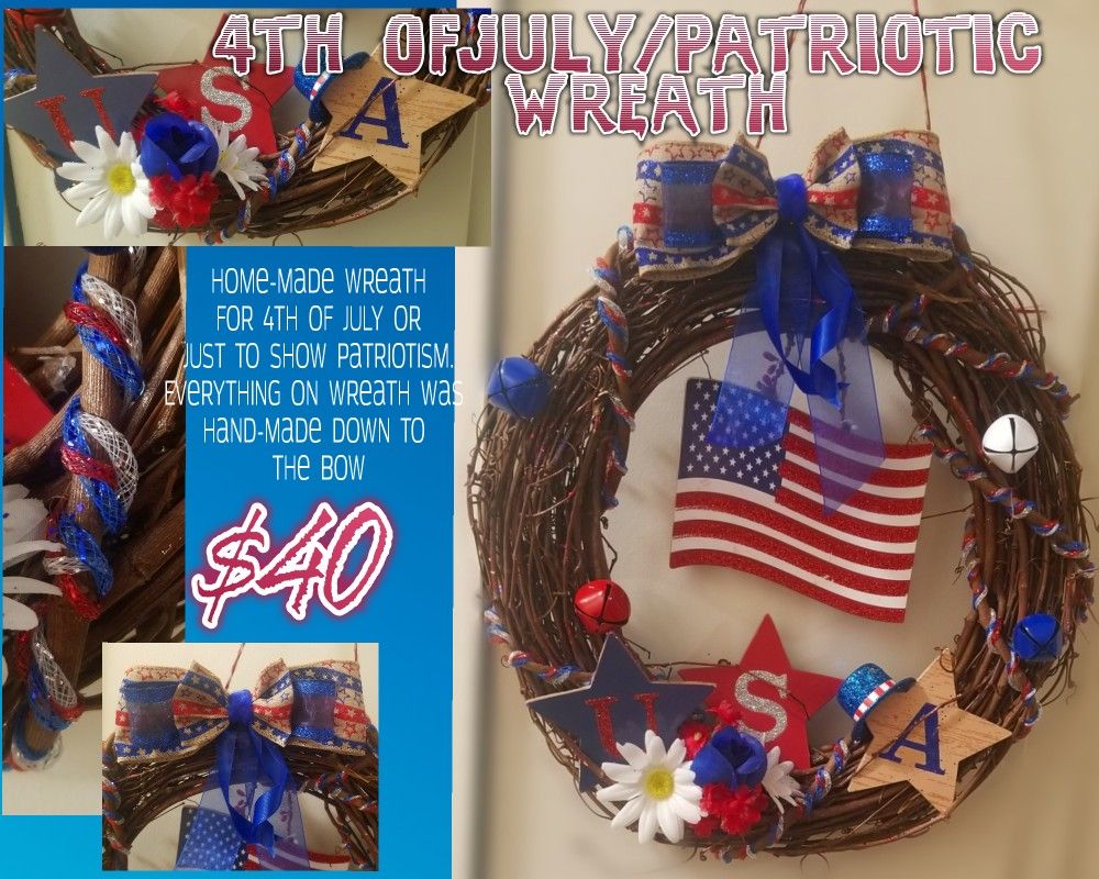 4th Of July/Patriotic Wreath-100% Hand-made