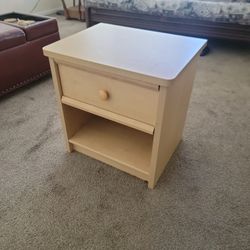 Light Wood Nightstand with Drawer And Cubbie