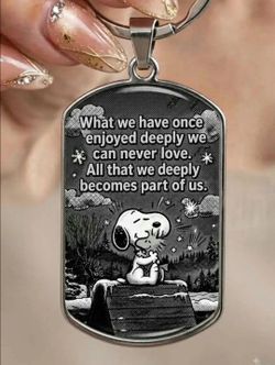 Snoopy inspiration quote love stainless steel keychain art kid