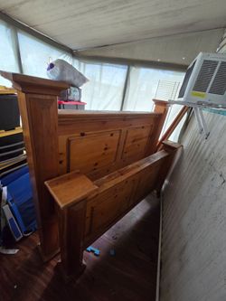 Queen bed  wood frame