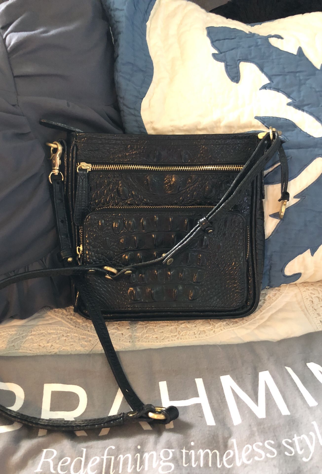 Brahmin Cleo Crossbody in Black Melbourne leather for Sale in