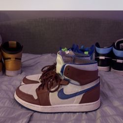 WOMENS JORDAN 1 REDSTONE SIZE 8.5 BROWN/NAVY/CREAM W/LACES