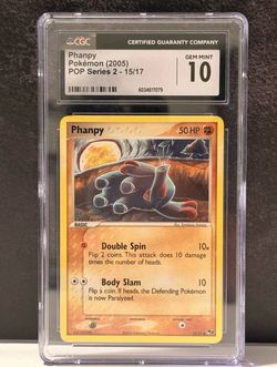 2005 Pokemon Phanpy 15/17 CGC 10 POP Series 2 Gem Mint Vintage