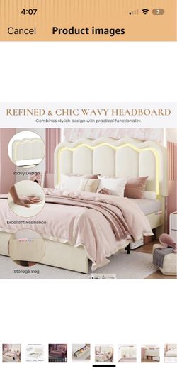 New in box Queen size bed frame with drawers and led lights