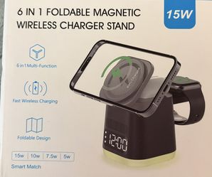 6 In 1 Foldable Magnetic Wireless Charger Stand 