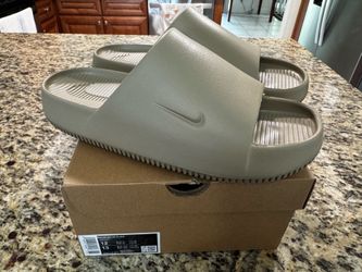Nike Calm Slide Khaki Brown Comfortable Outdoor Slides FD4116-201 Men's Size 12 Women’s 13