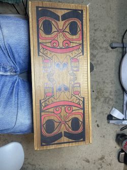 Washington State Vintage Inuit Art Painted Storage Box